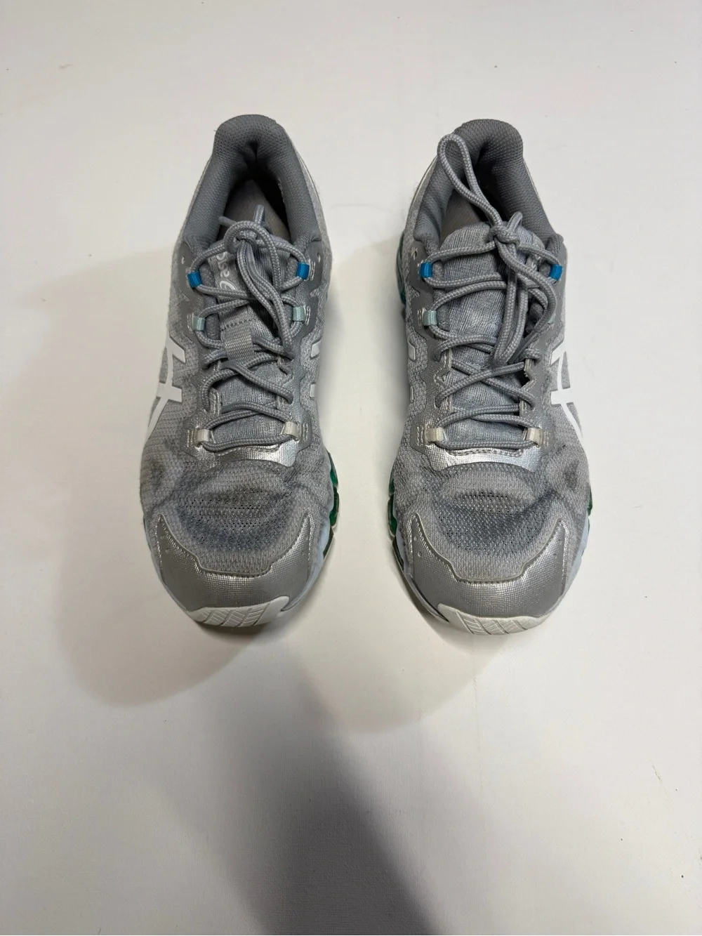 Asics Gray Athletic Mesh Sneakers with White Logo Accents